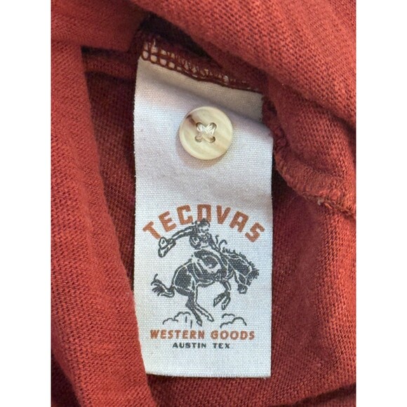 TECOVAS Men's Long Sleeve Pull-Over Button Down Polo Shirt Red Large - Picture 5 of 6